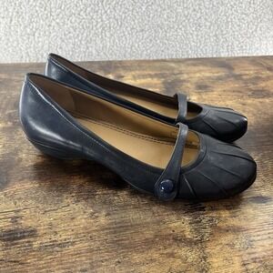 Michelle D Women's Mary Jane Shoes Leather Navy Size 9.5 Comfort Slight Wedge